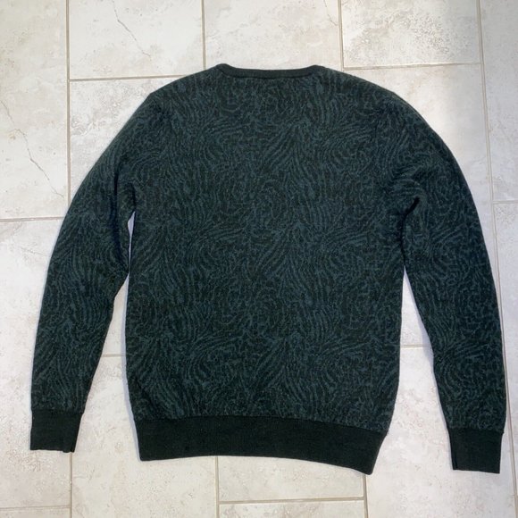 SCOTCH & SODA 100% Merino Wool Sweater XL L Dark Green Geometric Pattern - Picture 15 of 16